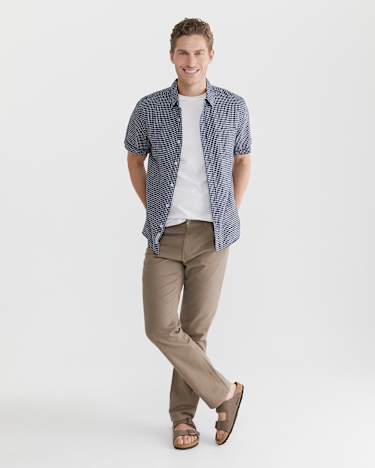 Check Linen Shirt in NAVY