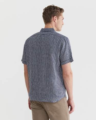 Check Linen Shirt in NAVY