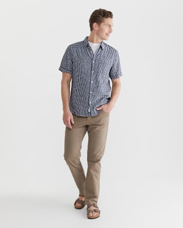 Check Linen Shirt in NAVY