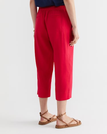 Rosa Crop Linen Pant in BRIGHT PINK