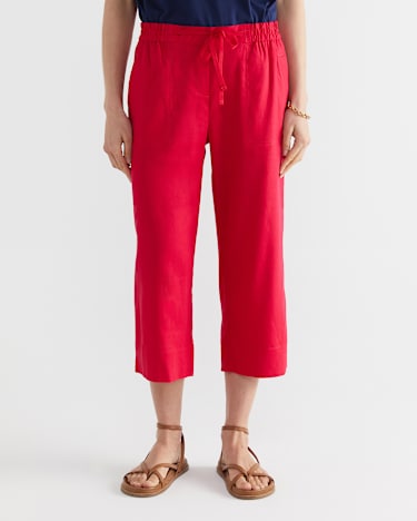 Rosa Crop Linen Pant in BRIGHT PINK