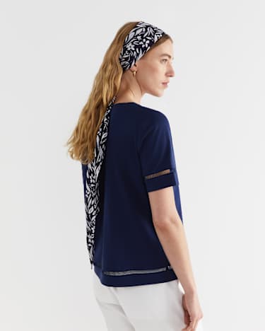 Farrah Silk Scarf in NAVY MULTI