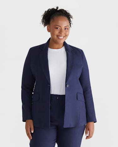 Freya Linen Blazer in NAVY
