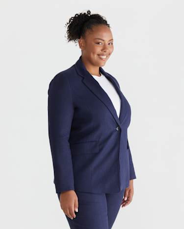 Freya Linen Blazer in NAVY