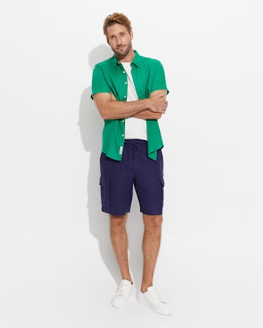 Linen Short Sleeve Shirt in JUNGLE