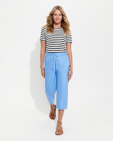 Rosa Crop Linen Pant in MOROCCAN BLUE