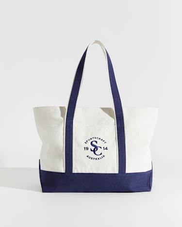 Club Sport Canvas Tote in ECRU/NAVY