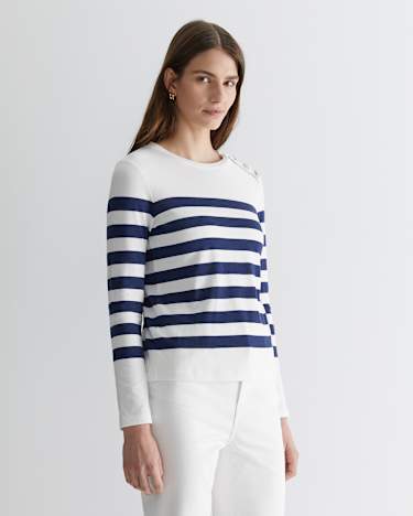 Britta Stripe Tee in NAVY/WHITE