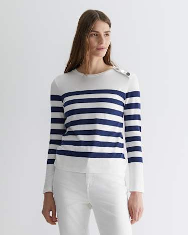 Britta Stripe Tee in NAVY/WHITE
