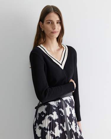 Houndstooth Pleat Skirt in BLACK MULTI