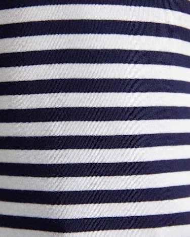 Heidi Long Sleeve Rib Tee in NAVY/WHITE