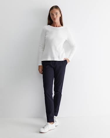 Heidi Long Sleeve Rib Tee in WHITE