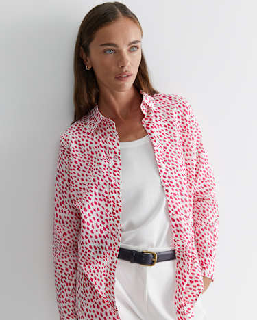 Dashed Lily Voile Shirt in WHITE/PINK