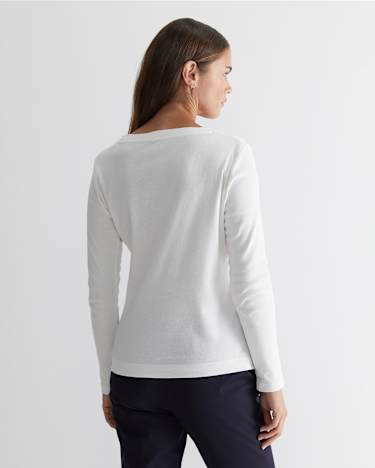 Heidi Long Sleeve Rib Tee in WHITE