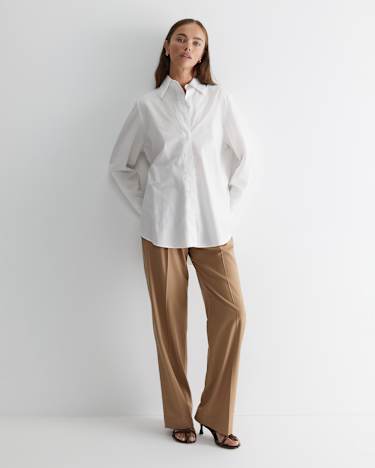 Portia Poplin Cotton Shirt in WHITE