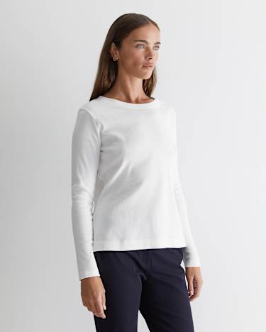 Heidi Long Sleeve Rib Tee in WHITE