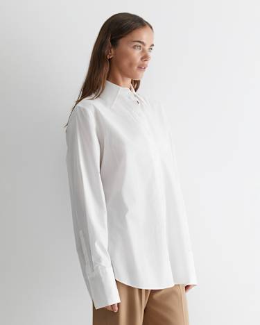 Portia Poplin Cotton Shirt in WHITE