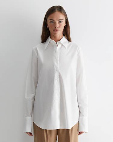 Portia Poplin Cotton Shirt in WHITE