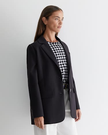 Bianca Relaxed Wool Blazer in BLACK