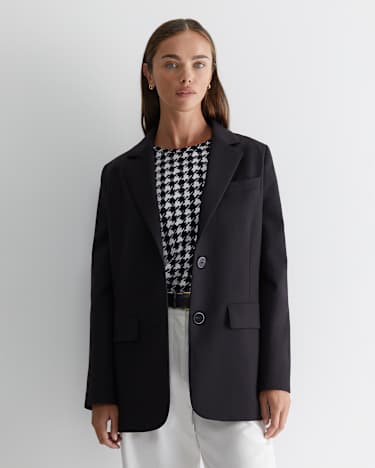 Bianca Relaxed Wool Blazer in BLACK