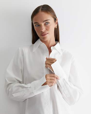 Portia Poplin Cotton Shirt in WHITE