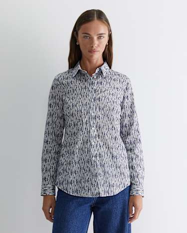 Maya Lily Voile Shirt in BLUE/WHITE