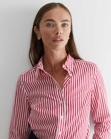 Stripe Lily Voile Shirt in PINK/WHITE