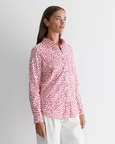 Dashed Lily Voile Shirt in WHITE/PINK
