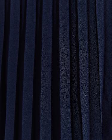 Andrea Pleat Midi Skirt in NAVY