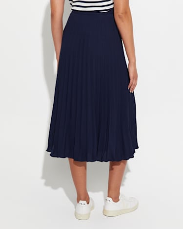 Andrea Pleat Midi Skirt in NAVY
