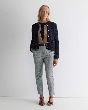Olivia Tape Yarn Cardigan in NAVY