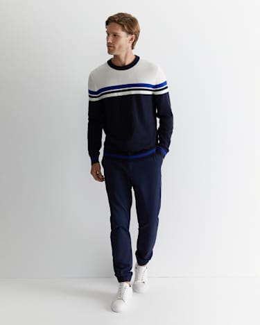 Burwood Crew Neck Knit in NAVY MULTI