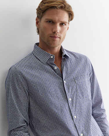 Claremont Print Shirt in BALL POINT BLUE