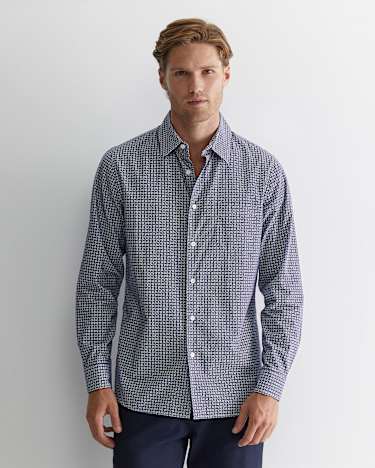Claremont Print Shirt in BALL POINT BLUE