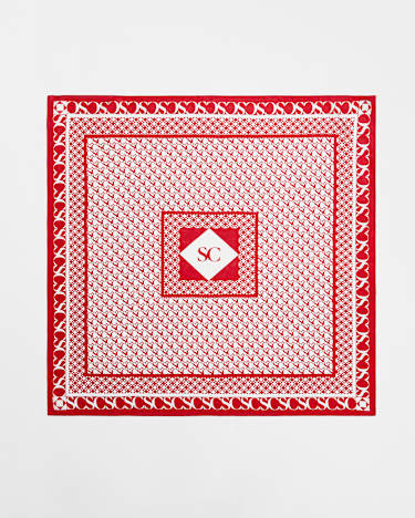 Logo Silk Scarf in RED