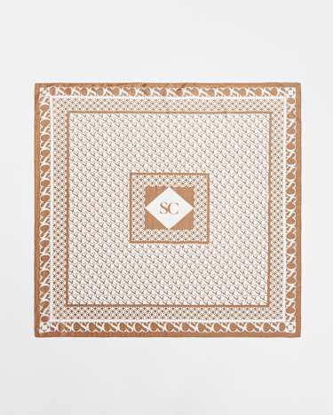 Logo Silk Scarf in TAN