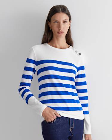 Britta Stripe Tee in BLUE/WHITE