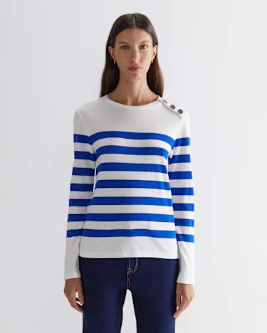 Britta Stripe Tee in BLUE/WHITE