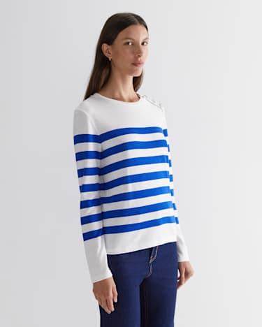 Britta Stripe Tee in BLUE/WHITE