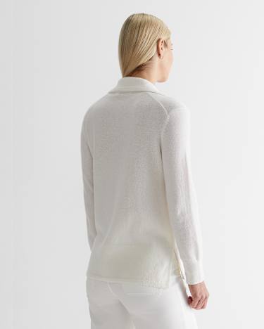 Sunshine Crochet Edge Sweater in WINTER WHITE
