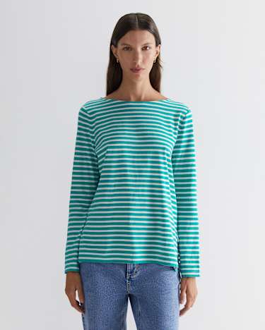 Melange Stripe Tee in GREEN MELANGE