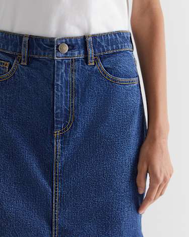 Gabi Denim Midi Skirt in HERITAGE BLUE