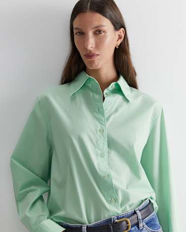 Portia Poplin Cotton Shirt in MINT