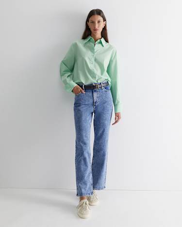 Portia Poplin Cotton Shirt in MINT