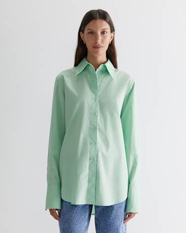 Portia Poplin Cotton Shirt in MINT