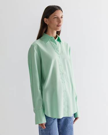 Portia Poplin Cotton Shirt in MINT