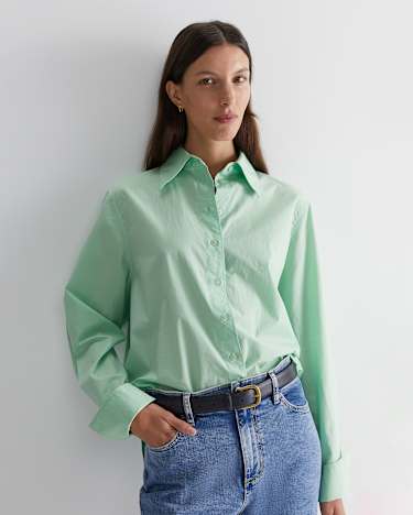 Portia Poplin Cotton Shirt in MINT