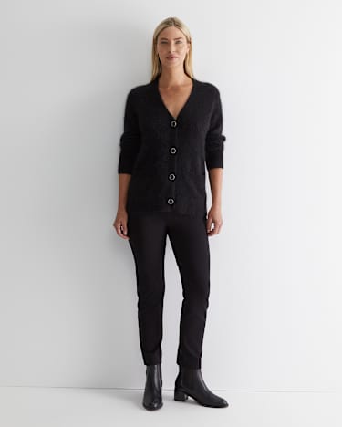 Tatiana Mohair Long Cardigan in BLACK