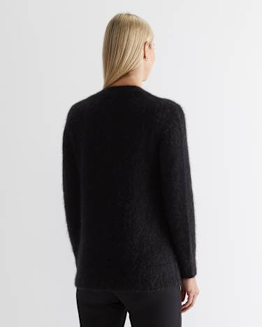 Tatiana Mohair Long Cardigan in BLACK
