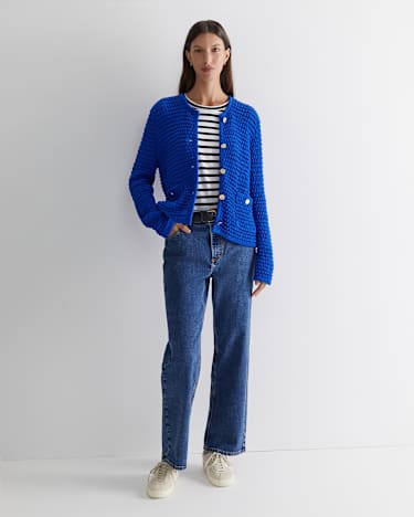 Olivia Tape Yarn Cardigan in SAPPHIRE